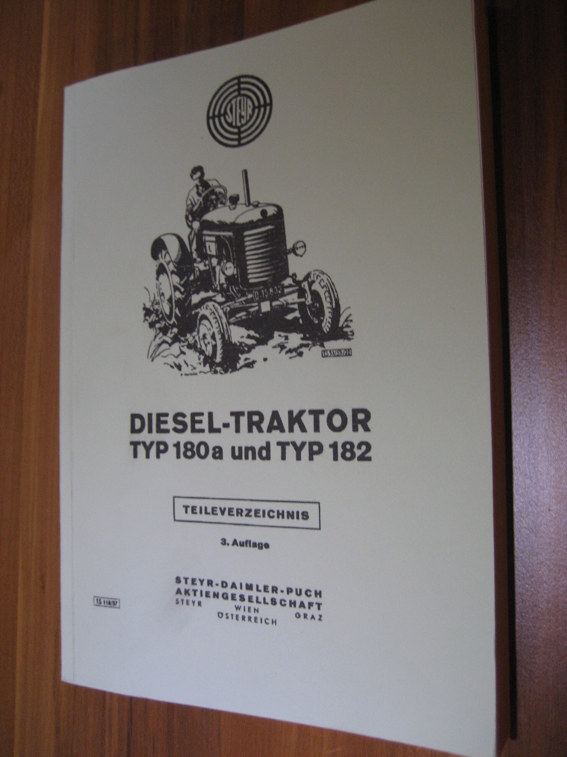 Teileverzeichnis Diesel-Traktor Typ 180a und Typ 182 STEYR 