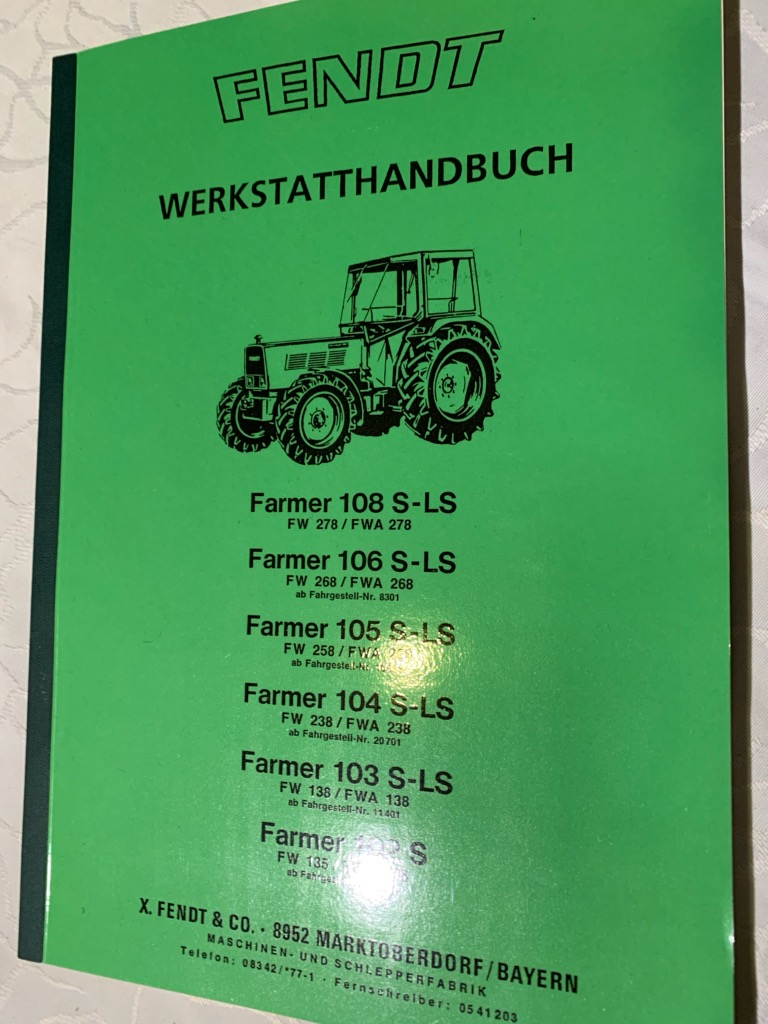 Fendt Werkstatthandbuch Farmer 108S Traktor Schlepper 8300 