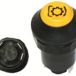 Druckschalter gelb Zapfwelle-Ein zu CNH-Steyr Außenschaltung Kotflügel passend zu Case CS 78, 86, 94, 100, 110, 120, 130, 150; Steyr 9078, 9086, 9094, 9105, 9115, 9125, 9145, M 9078, M 9083, M 9086, M 9094 Ö90978
