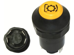 Druckschalter gelb Zapfwelle-Ein zu CNH-Steyr Außenschaltung Kotflügel passend zu Case CS 78, 86, 94, 100, 110, 120, 130, 150; Steyr 9078, 9086, 9094, 9105, 9115, 9125, 9145, M 9078, M 9083, M 9086, M 9094 Ö90978