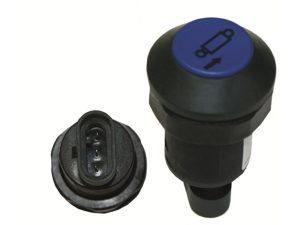 Druckschalter blau Zylinder-ausf. zu CNH-Steyr CVX 140, 150, 160, 175, 195, 1135, 1145, 1155, 1170, 1190, 1195; NH T 7510, 7520, 7530, 7540, 7550, TVT 135, 145, 155, 170, 190, 195; Steyr CVT 6135, 6140, 6145, 6150, 6155, 6160, 6170, 6175, 6190, 6195 Ö91004