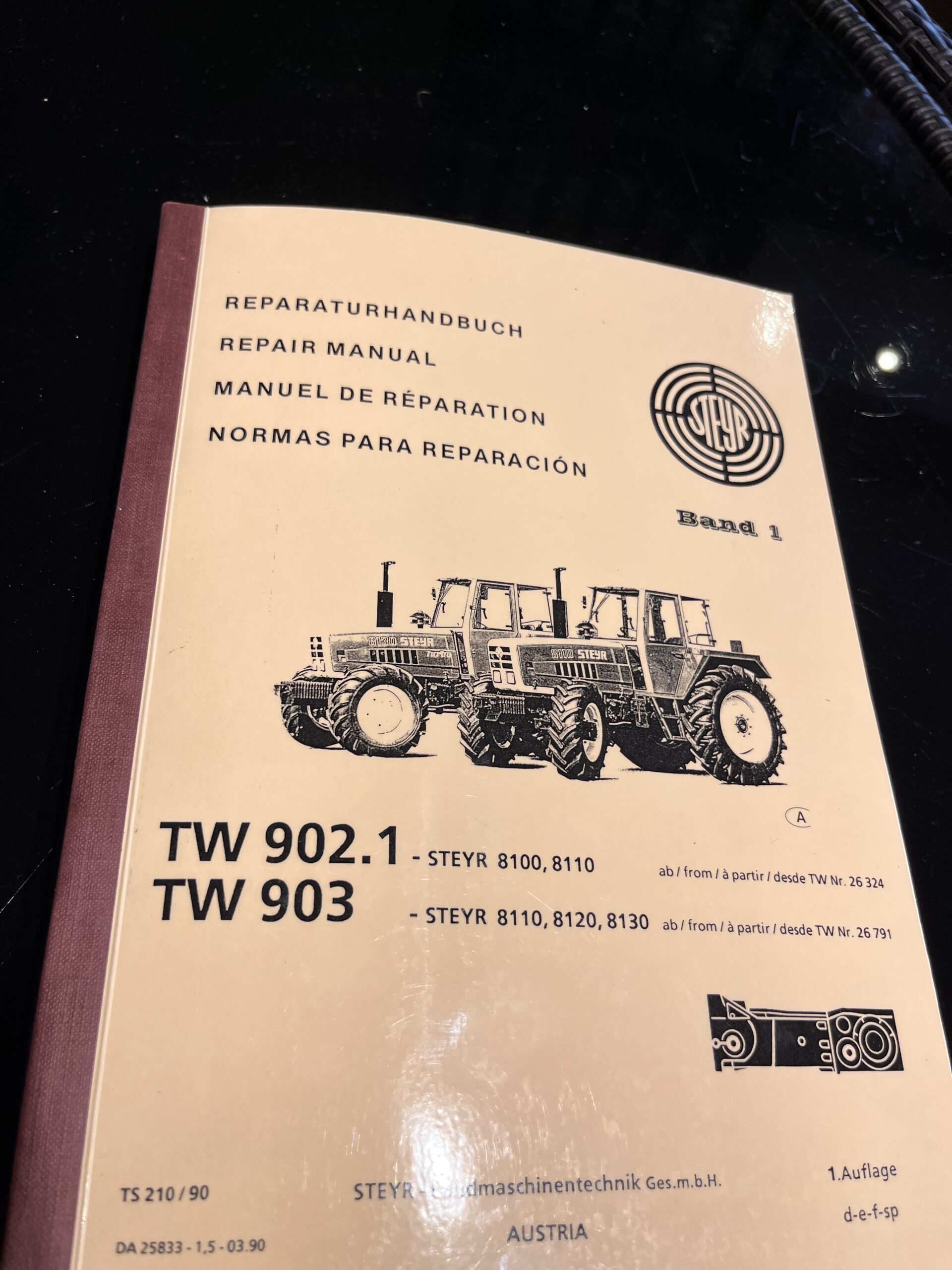 Reparaturhandbuch Werkstatthandbuch Repair Manual - Manuel de reparation - Normas Para Reparacion GETRIEBE STEYR Traktor 8100 8110 8120 8130 Band1 TW902.1 TW903 H_TW902_TW903_T1