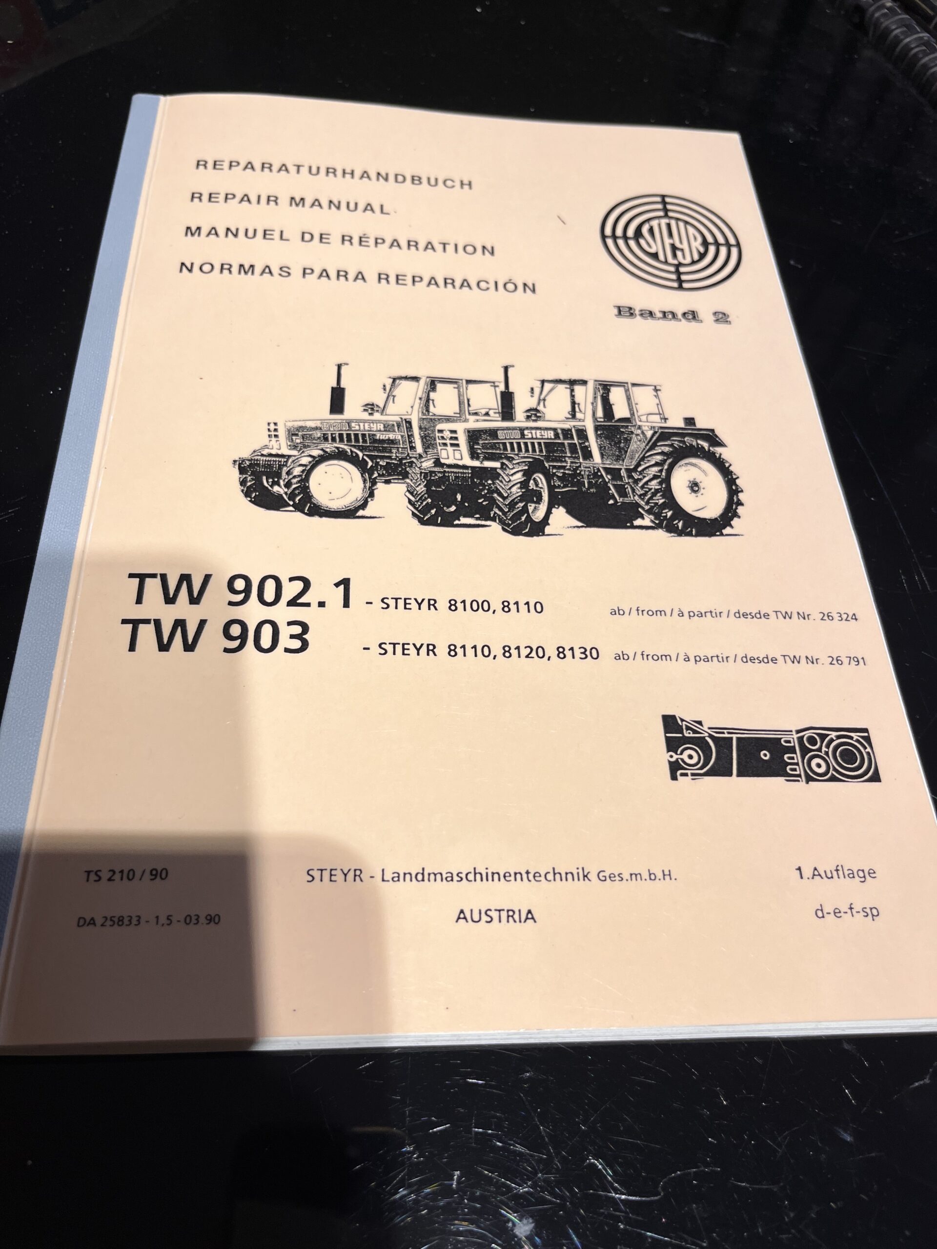 Reparaturhandbuch Werkstatthandbuch Repair Manual - Manuel de reparation - Normas Para Reparacion GETRIEBE STEYR Traktor 8100 8110 8120 8130 Band2 TW902.1 TW903 H_TW902_TW903_T2